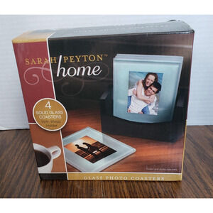 Glass Photo Coasters With Wood Holder set Of 4 Sarah Peyton Home Beautiful